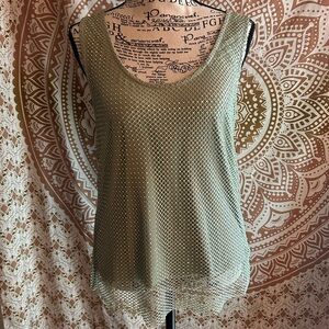 Sunday in Brooklyn Sage Green Mesh Tank Top